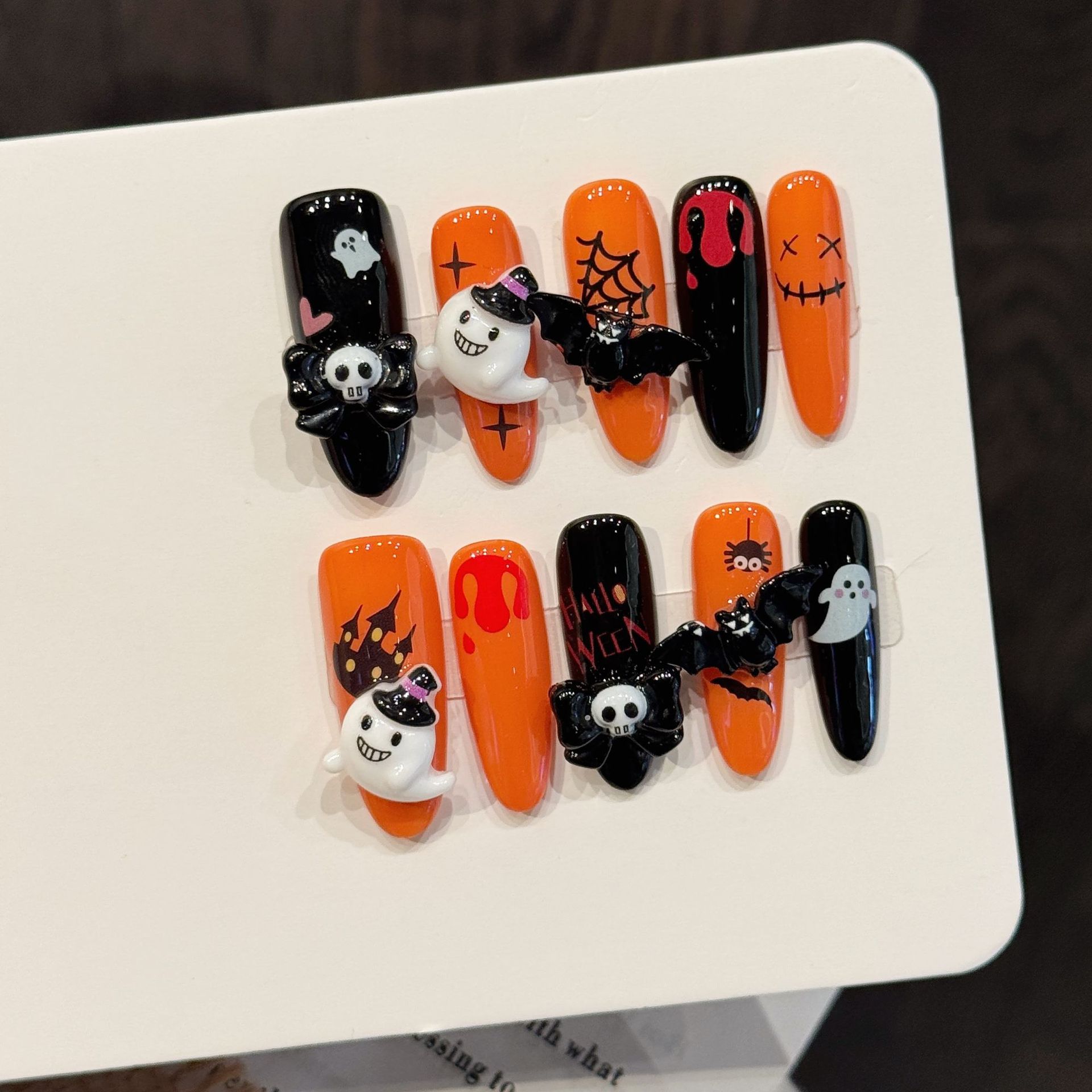 Cosplay Bat Prop - 10Pcs Long Oval Press On Nails,