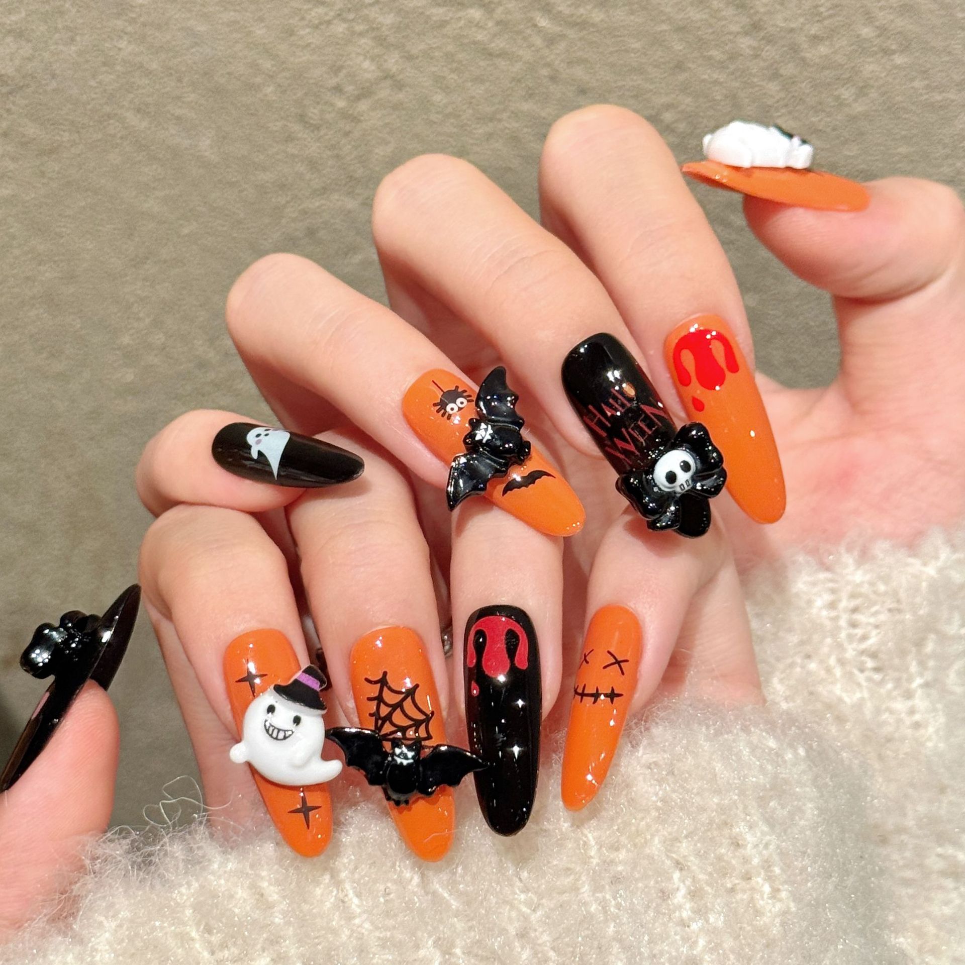 10Pcs Long Oval Press On Nails - огляд і ціна Cosplay Bat Prop